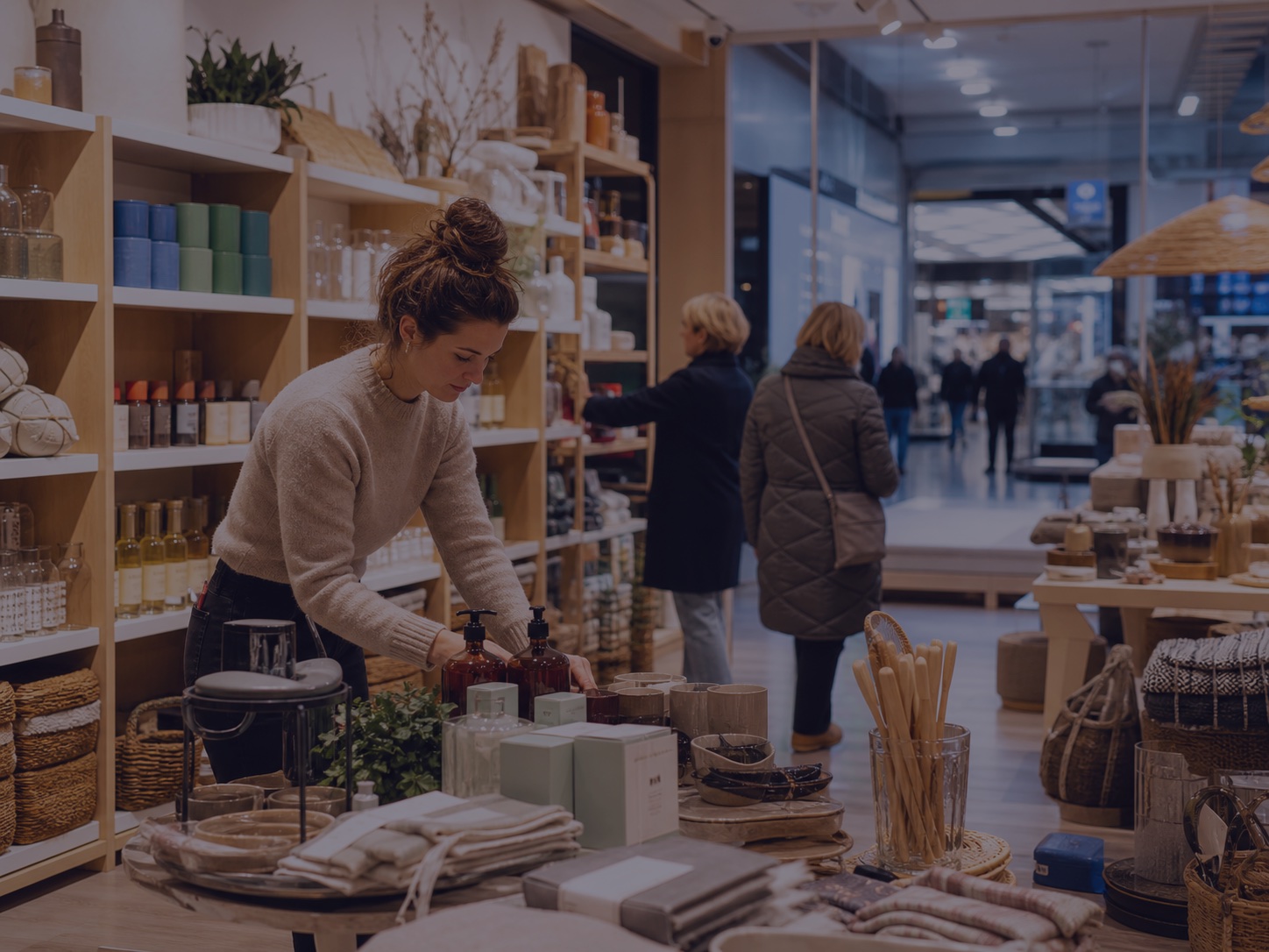 Winkelmedewerker aan het werk in een winkel